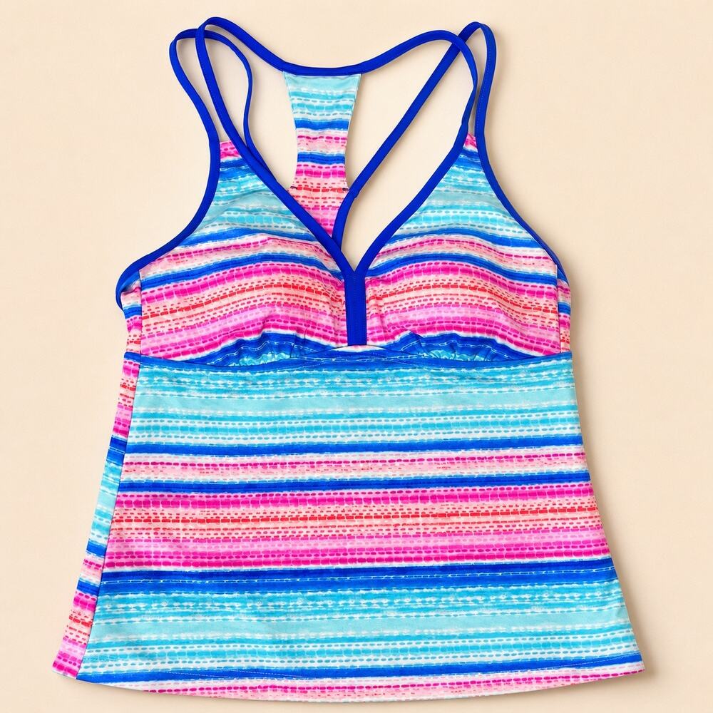 NWT Splashletics Striped Racerback Tankini Swim Top Size Medium